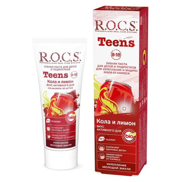 Зубная паста R.O.C.S Teens со вкусом колы и лимона, 74 г фотография